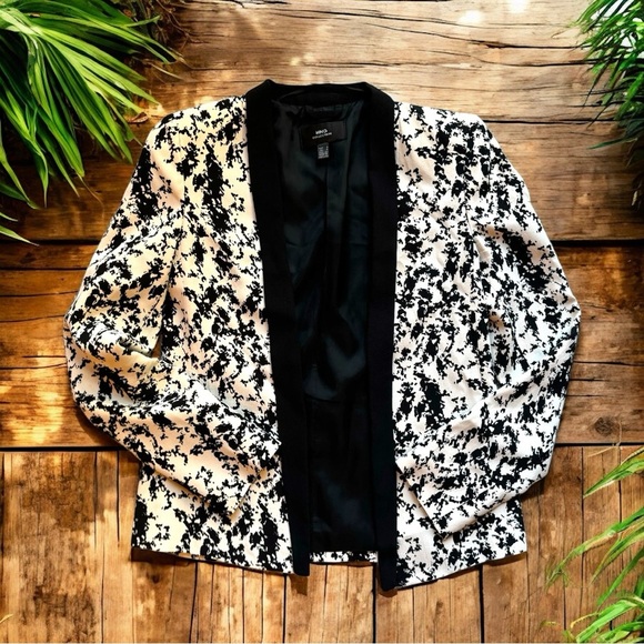 MANGO MNG Collection Black & White Open Blazer - Size 4 - Picture 5 of 14